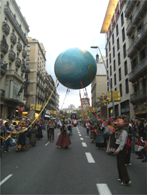 Suspended inflatable planets animation