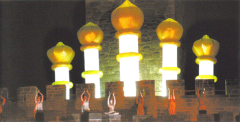 Inflatable Hindu towers with lighting